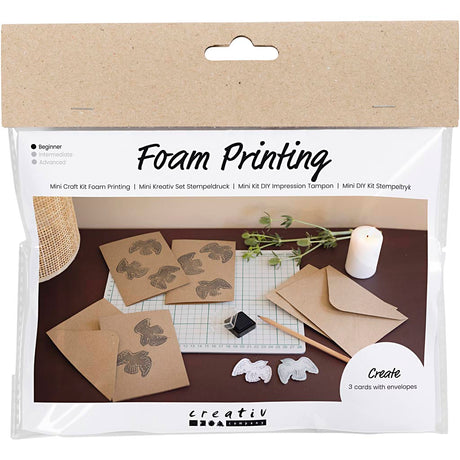 Creativ company mini hobby set impression mousse, carte avec pigeons, beige, 1 boîte