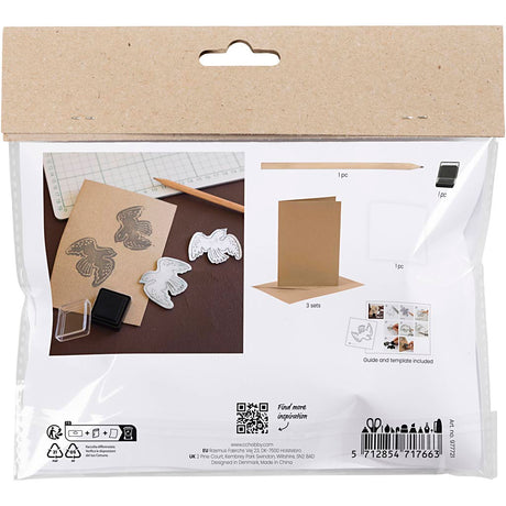Creativ company mini hobby set impression mousse, carte avec pigeons, beige, 1 boîte