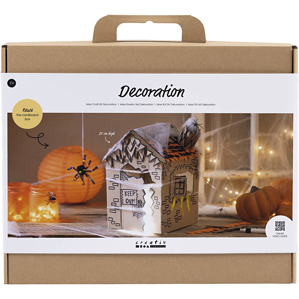 Creativ company maxi hobby set décoration, maison hantée, noir, marron clair, orange, 1 boîte