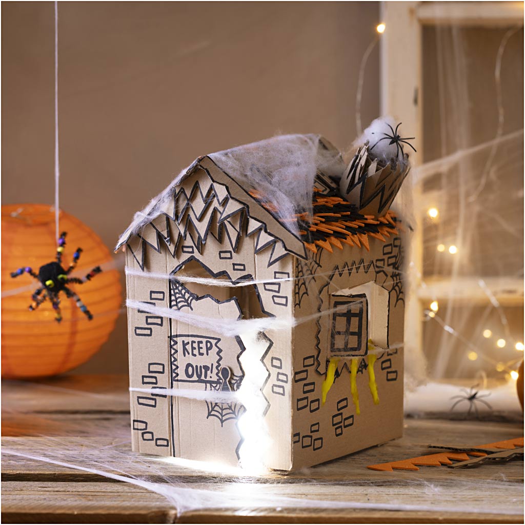 Creativ company maxi hobby set décoration, maison hantée, noir, marron clair, orange, 1 boîte