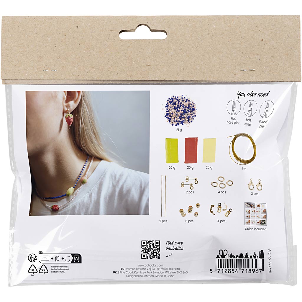 Creativ company mini hobby set bijoux, collier et boucles d'oreilles, bleu royal, 1 boîte