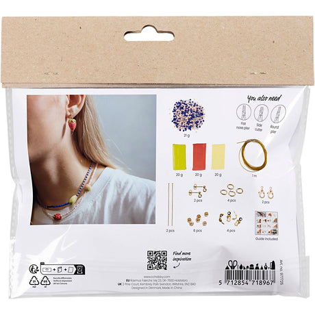 Creativ company mini hobby set bijoux, collier et boucles d'oreilles, bleu royal, 1 boîte