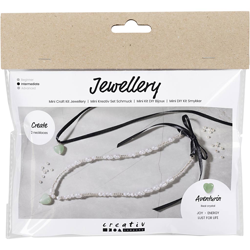 Creativ company mini coffret de bijoux, coeur d'aventurine, transparent, 1 boîte