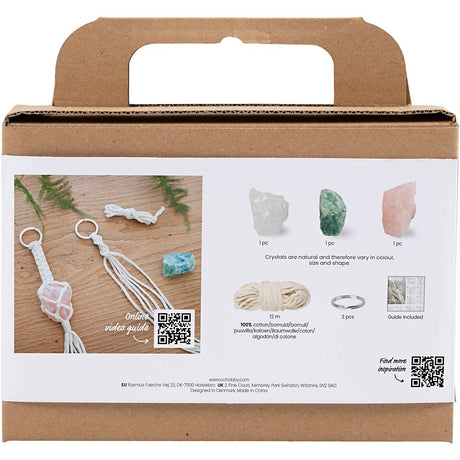 Société créative https : www.cchobby.nl mini-hobbyset-macrame-keychains-matte-transparent-dusty-green-soft-pink-light-natural-1-box