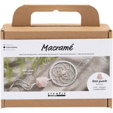 Creativ company mini hobby set macramé, attrape-rêves avec quartz rose, rose clair, blanc, 1 boîte