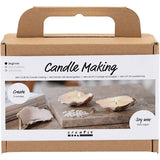 Creativ company mini hobby set fabrication de bougies, bougies de soja en coquilles d'huîtres, blanc cassé, 1 boîte