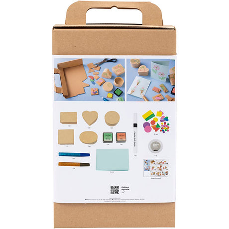 Creativ company hobby set impression sur mousse, boîtes et cartes décorées, beige, vert moyen, menthe, rouge vif, 1 boîte