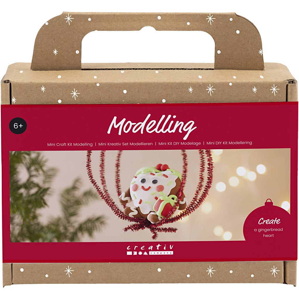 Creativ company mini kit de loisirs créatifs, sculpture, figurine de Noël en forme de cœur, différentes couleurs, 1 boîte