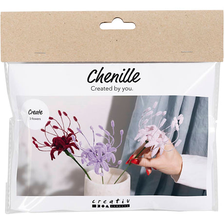 Creativ company mini kit de loisirs fleurs de lys en fil chenille rose clair