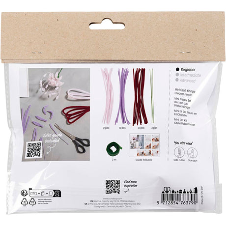 Creativ company mini kit de loisirs fleurs de lys en fil chenille rose clair