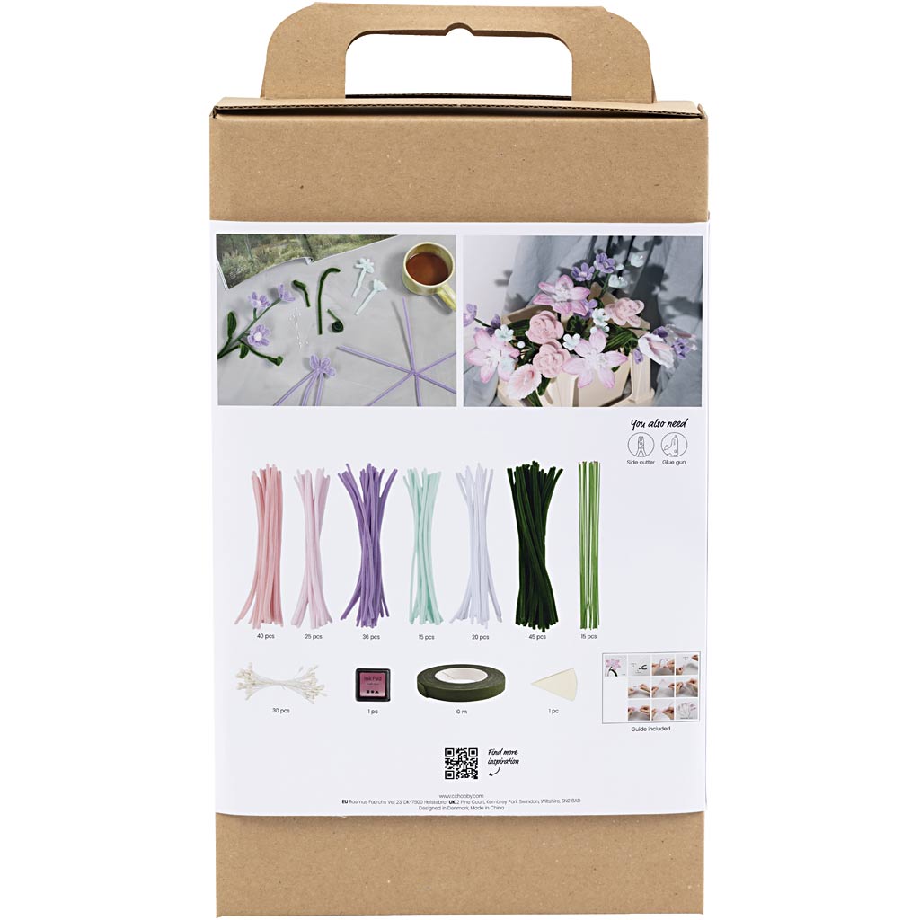Creativ company hobby set fleurs en fil chenille couleurs pastel