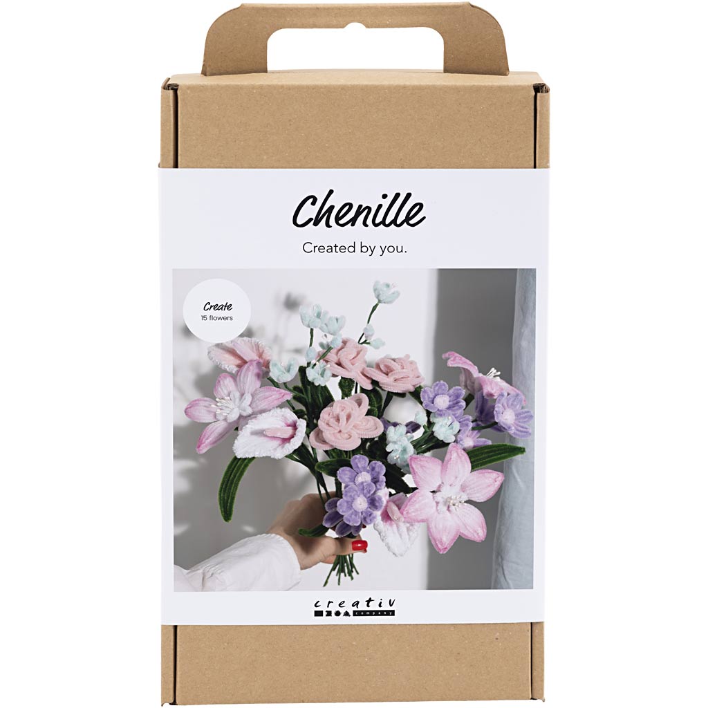 Creativ company hobby set fleurs en fil chenille couleurs pastel