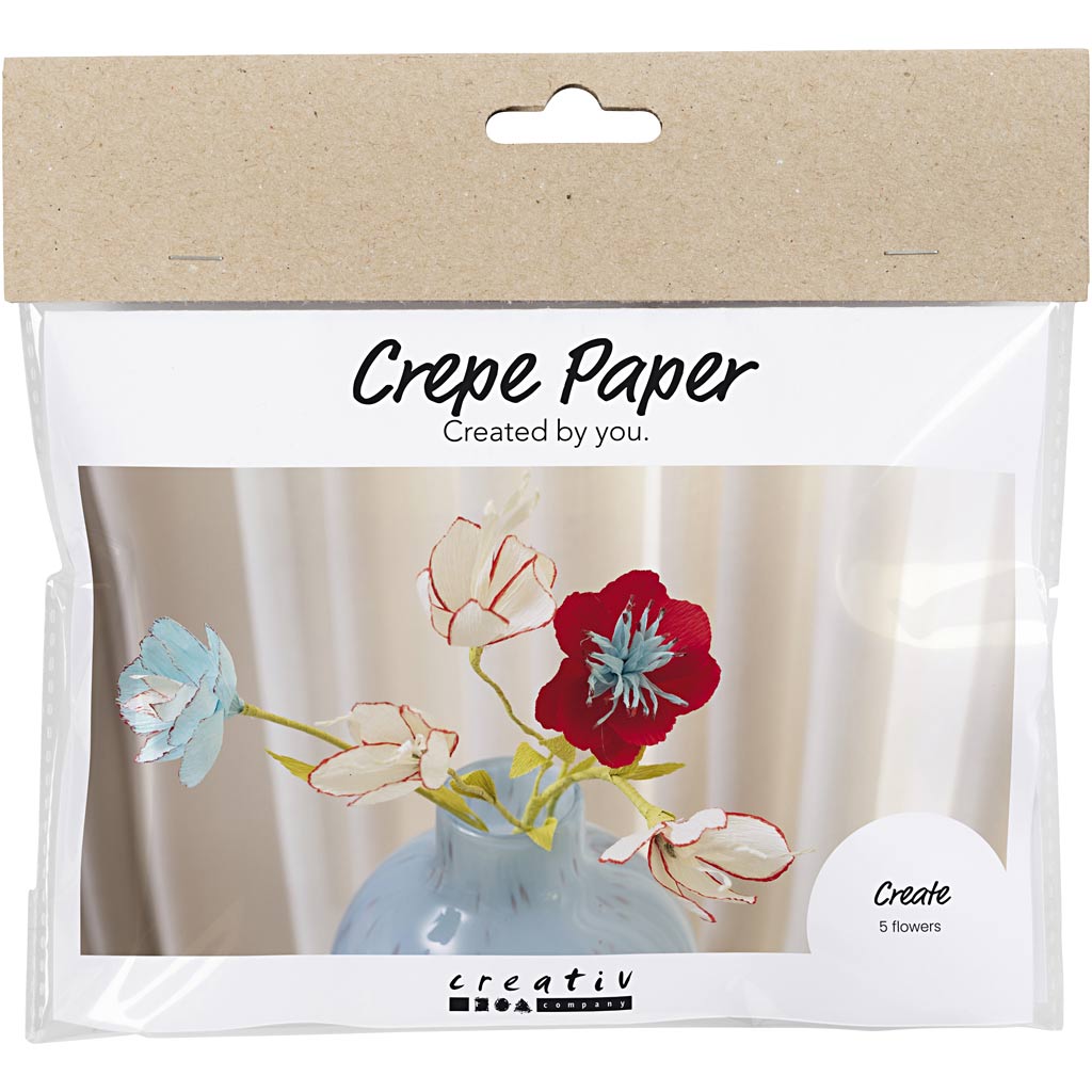 Creativ company mini hobby set papier crépon, fleurs en papier crépon, couleurs pastel, 1 boîte
