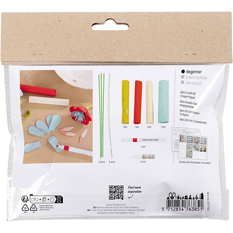 Creativ company mini hobby set papier crépon, fleurs en papier crépon, couleurs pastel, 1 boîte