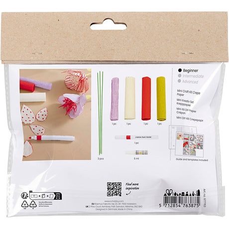 Creativ company mini hobby set papier crépon, fleurs, couleurs pastel, 1 boîte