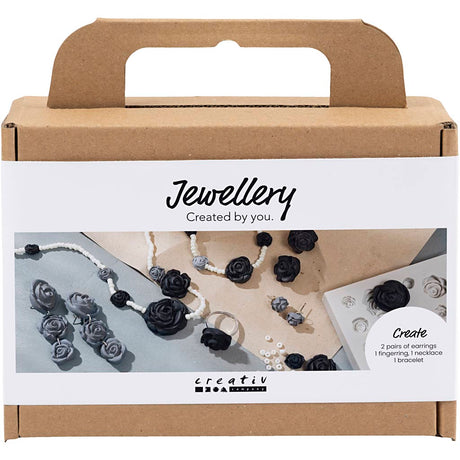Creativ company mini hobby set bijoux, roses, noir, noir et blanc, blanc, 1 boîte