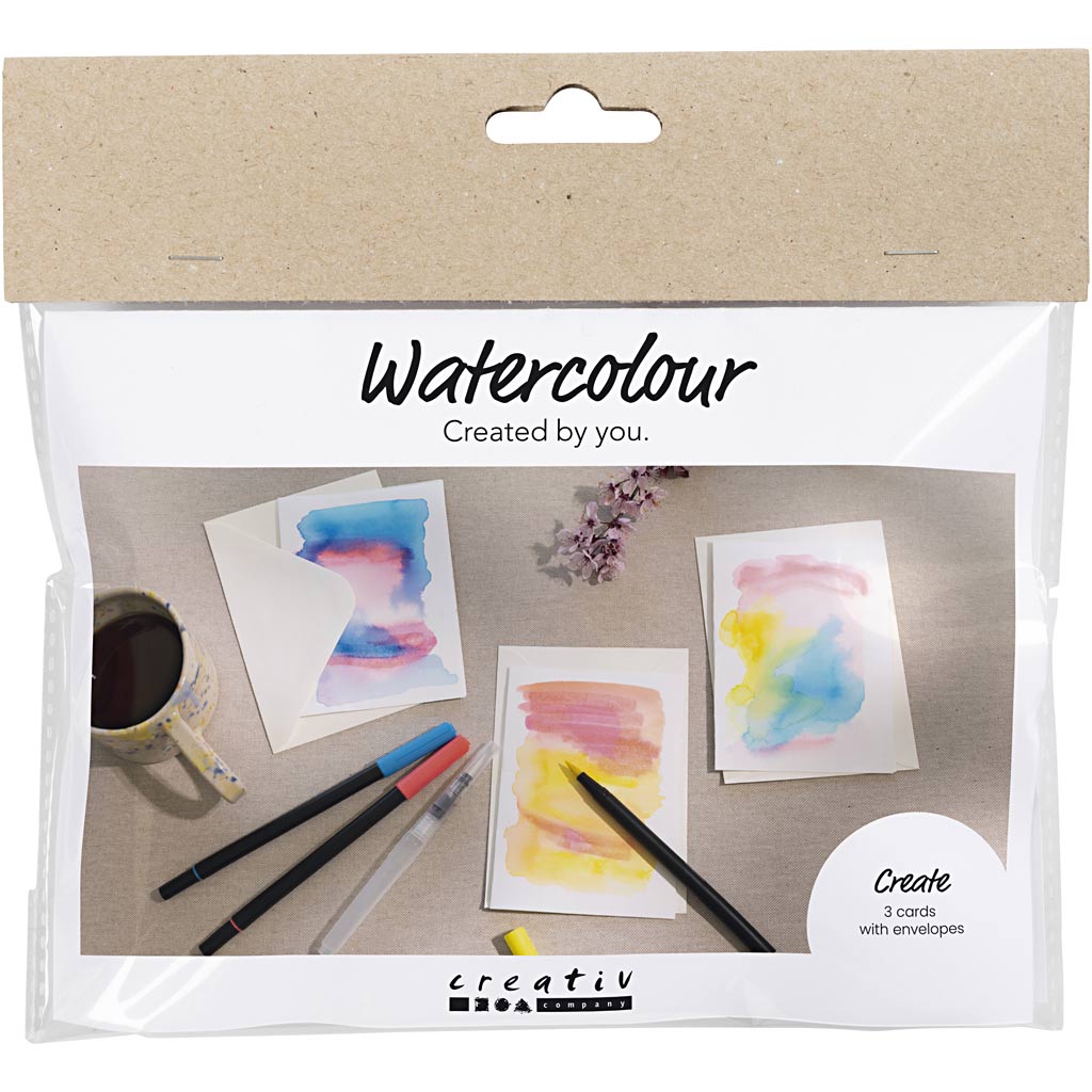 Creativ company mini hobby set aquarelle, cartes et enveloppes, 1 boîte