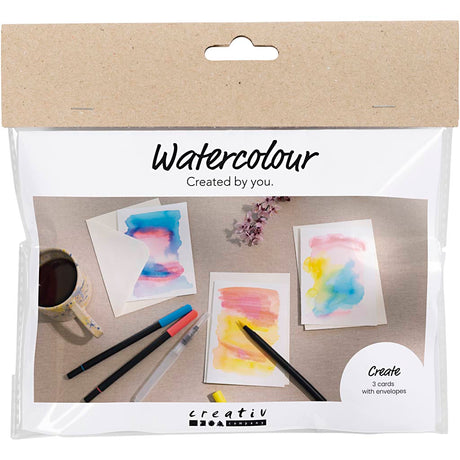 Creativ company mini hobby set aquarelle, cartes et enveloppes, 1 boîte