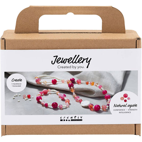 Creativ company mini hobby set bijoux, collier et bracelet, rose, 1 boîte