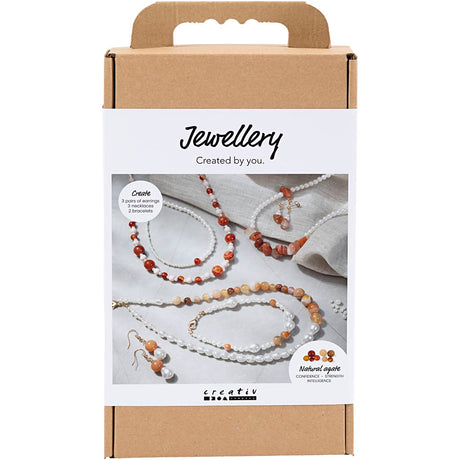 Creativ company hobby set bijoux, beige, orange brûlé, nacre blanche, 1 boîte