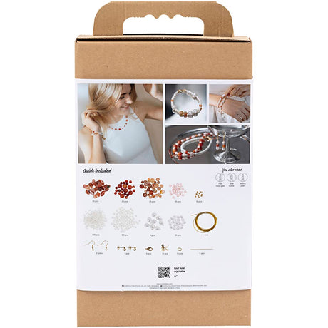 Creativ company hobby set bijoux, beige, orange brûlé, nacre blanche, 1 boîte