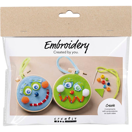 Creativ company mini hobby set broderie visages bleu et vert