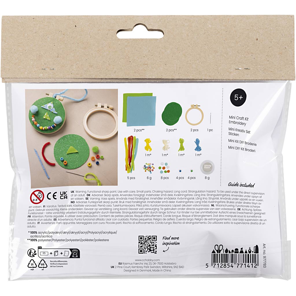 Creativ company mini hobby set broderie visages bleu et vert