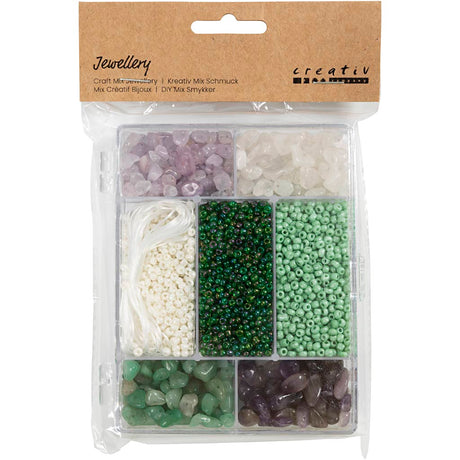 Creativ company Boîte créative à bijoux, cristaux, taille 2,6-10 mm, taille du trou 0,8-1,2 mm, env. 2460 pièces, différentes couleurs, 1 boîte