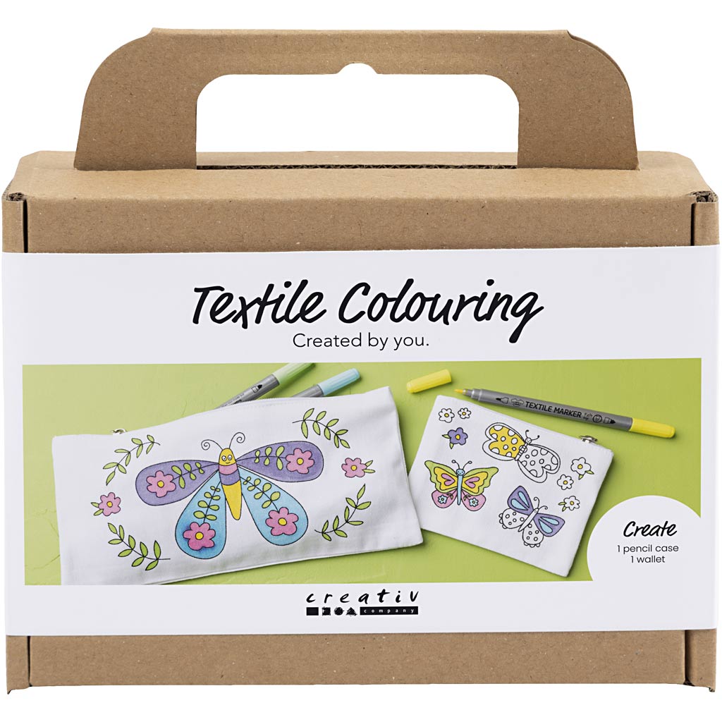 Creativ company mini hobby set décoration textile, papillons, couleurs pastel, 1 boîte