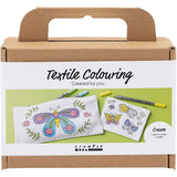 Creativ company mini hobby set décoration textile, papillons, couleurs pastel, 1 boîte