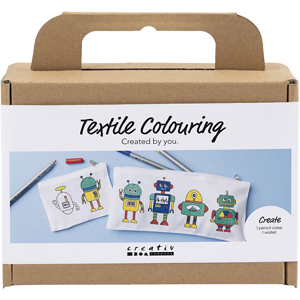 Creativ company mini hobby set décoration textile, robot, couleurs primaires, 1 boîte