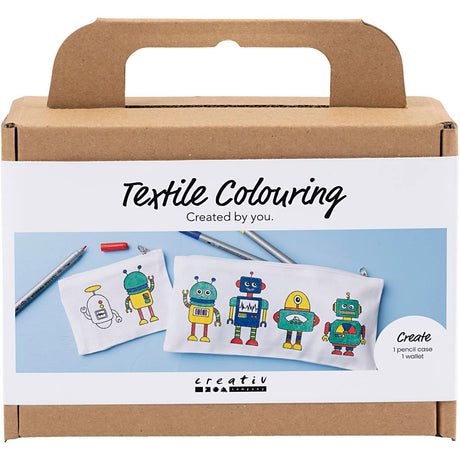 Creativ company mini hobby set décoration textile, robot, couleurs primaires, 1 boîte