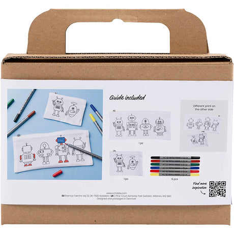 Creativ company mini hobby set décoration textile, robot, couleurs primaires, 1 boîte