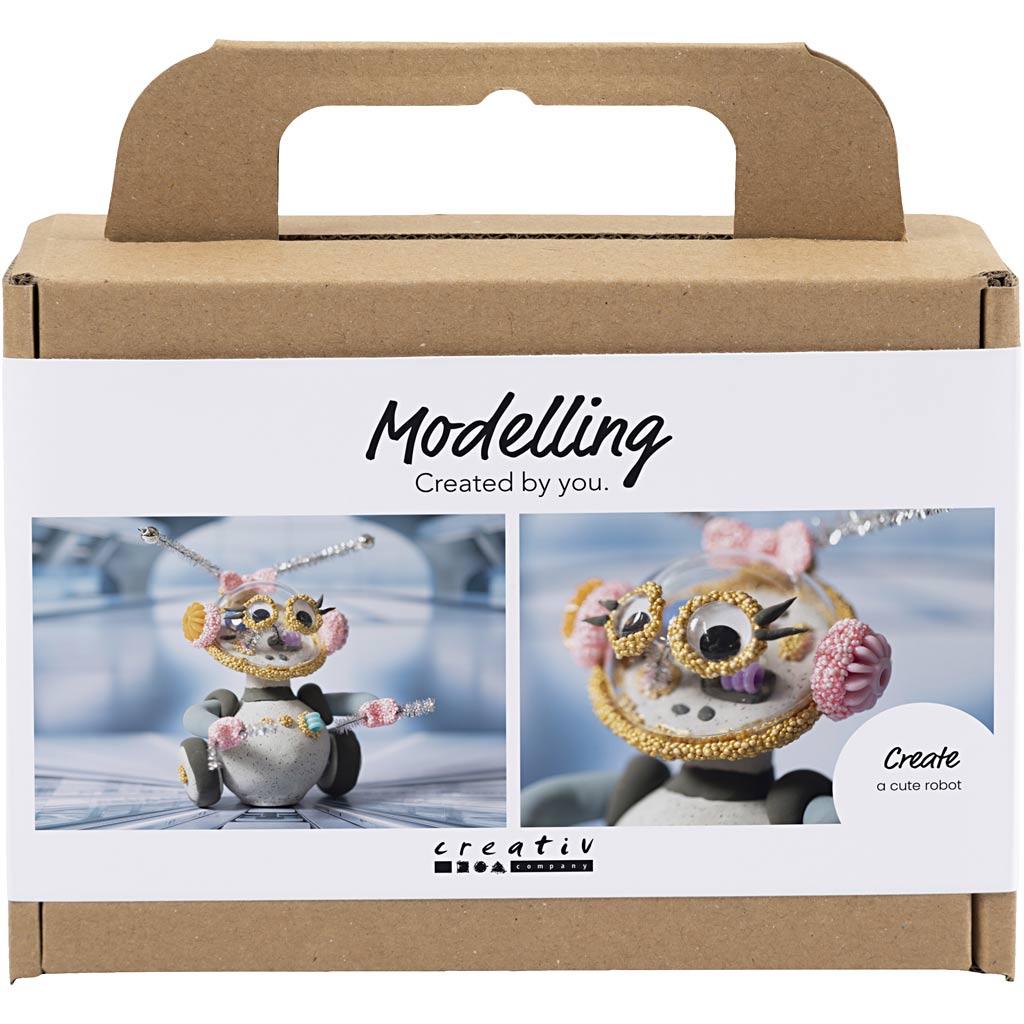 Creativ company mini hobby set robot modelage gris et rose