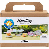 Creativ company mini hobby set modelage, pierre avec insecte, gris, rose clair, turquoise clair, 1 boîte
