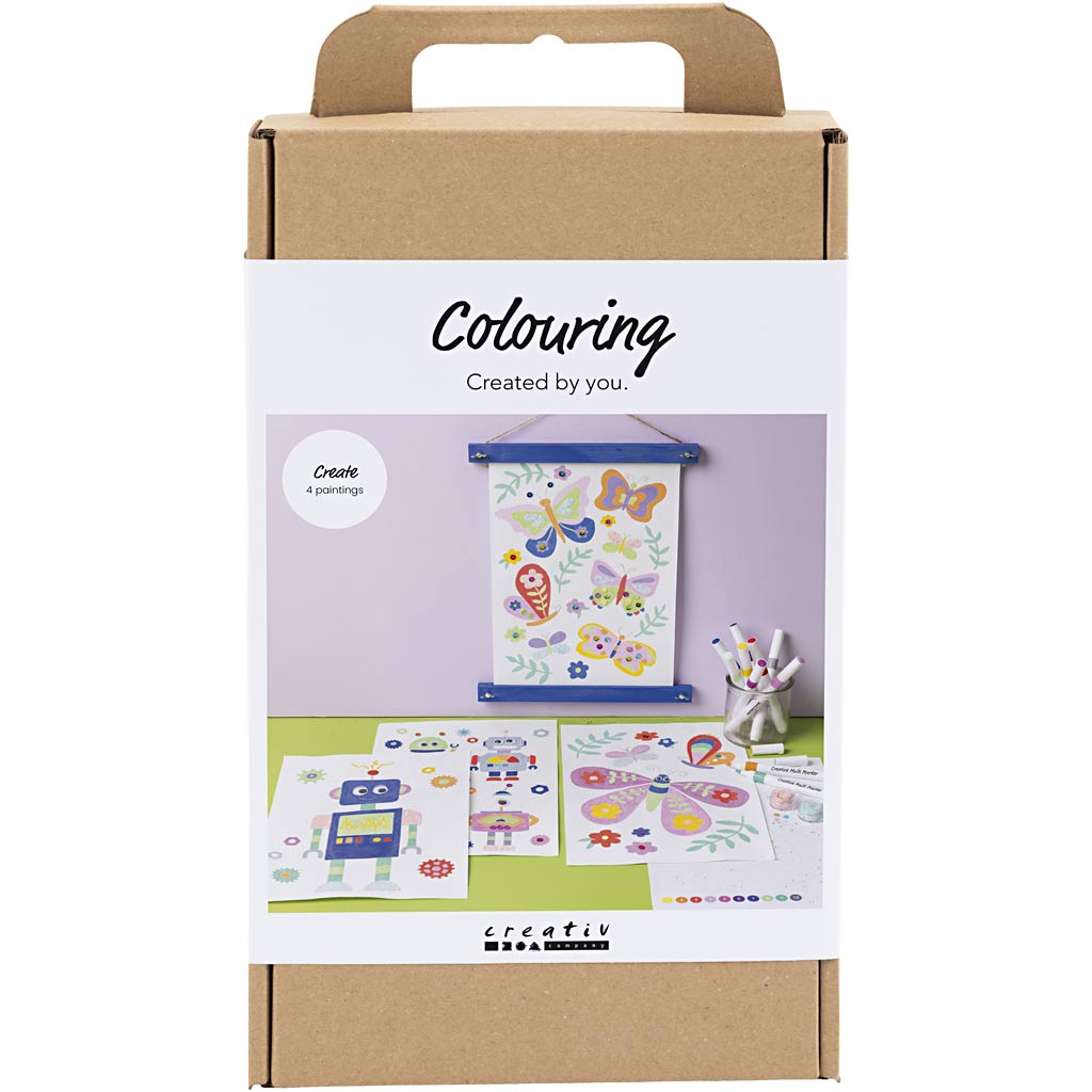Creativ company hobby set couleurs, papillon et robot, couleurs gaies, 1 boîte
