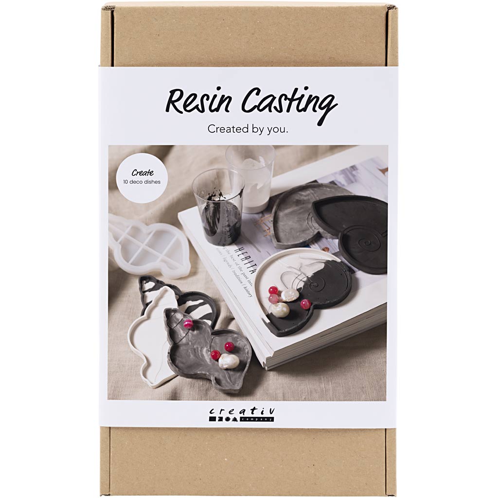 Creativ company Kit de loisirs créatifs pour moulage en résine, coquille de conque, noir, blanc, 1 boîte