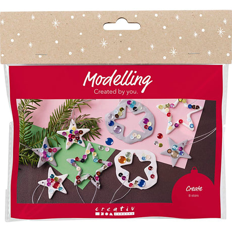 Creativ company mini kit de loisirs sculptant, étoiles, argent, blanc, 1 boîte