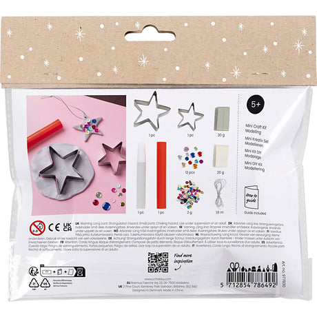 Creativ company mini kit de loisirs sculptant, étoiles, argent, blanc, 1 boîte