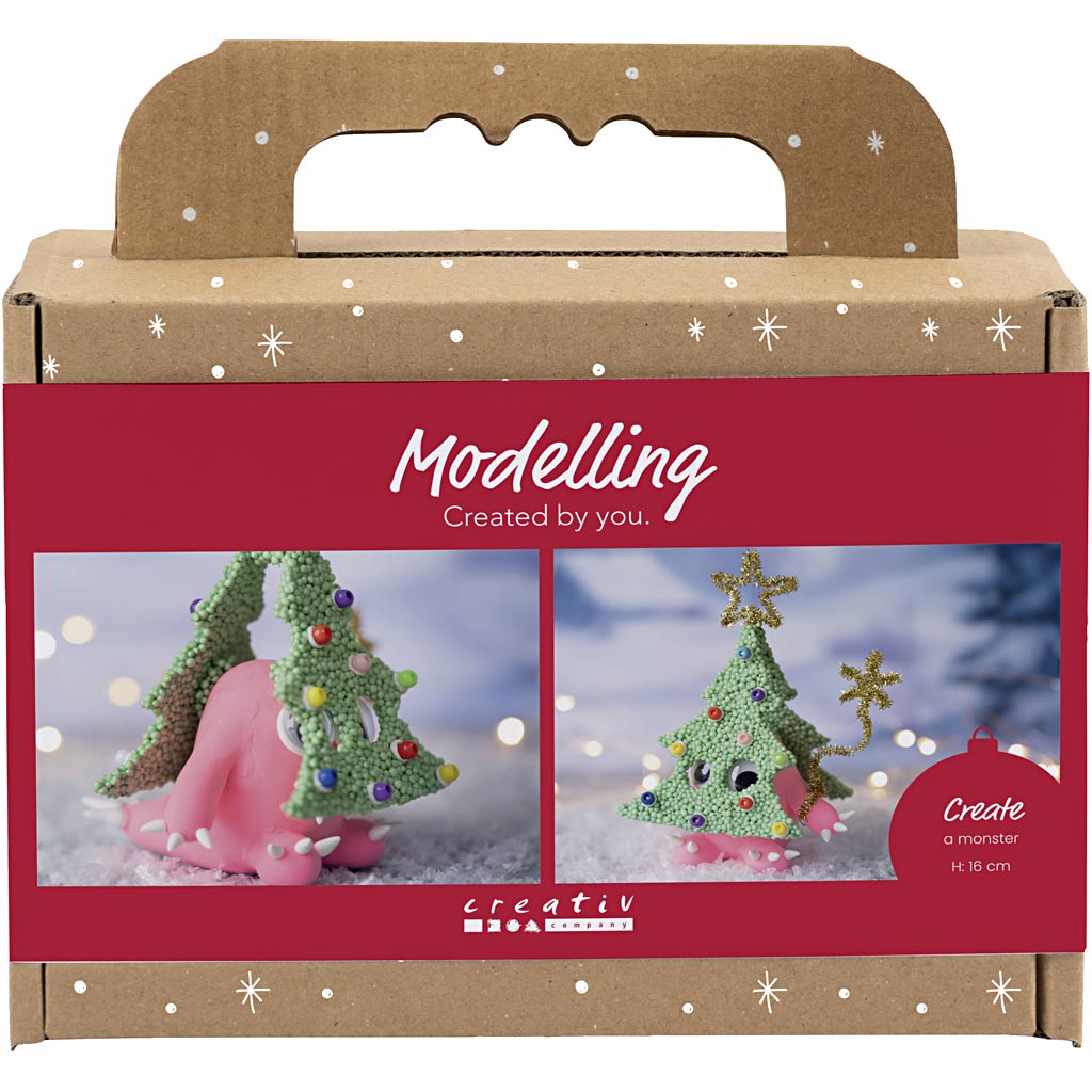Creativ company mini kit de loisirs pour sculpter, monstre d'arbre de Noël, différentes couleurs, 1 boîte