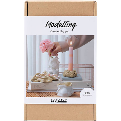 Creativ company kit de modélisme, vases et bougeoirs, beige, ivoire, blanc cassé, 1 boîte