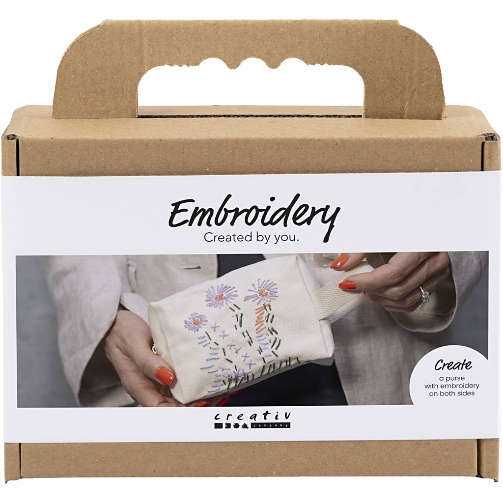Creativ company mini hobby set broderie, trousse de maquillage, crème, 1 boîte