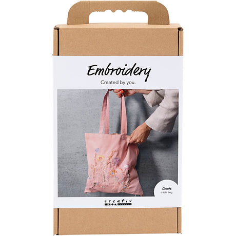 Creativ company kit de broderie, sac de transport, rose clair, 1 boîte