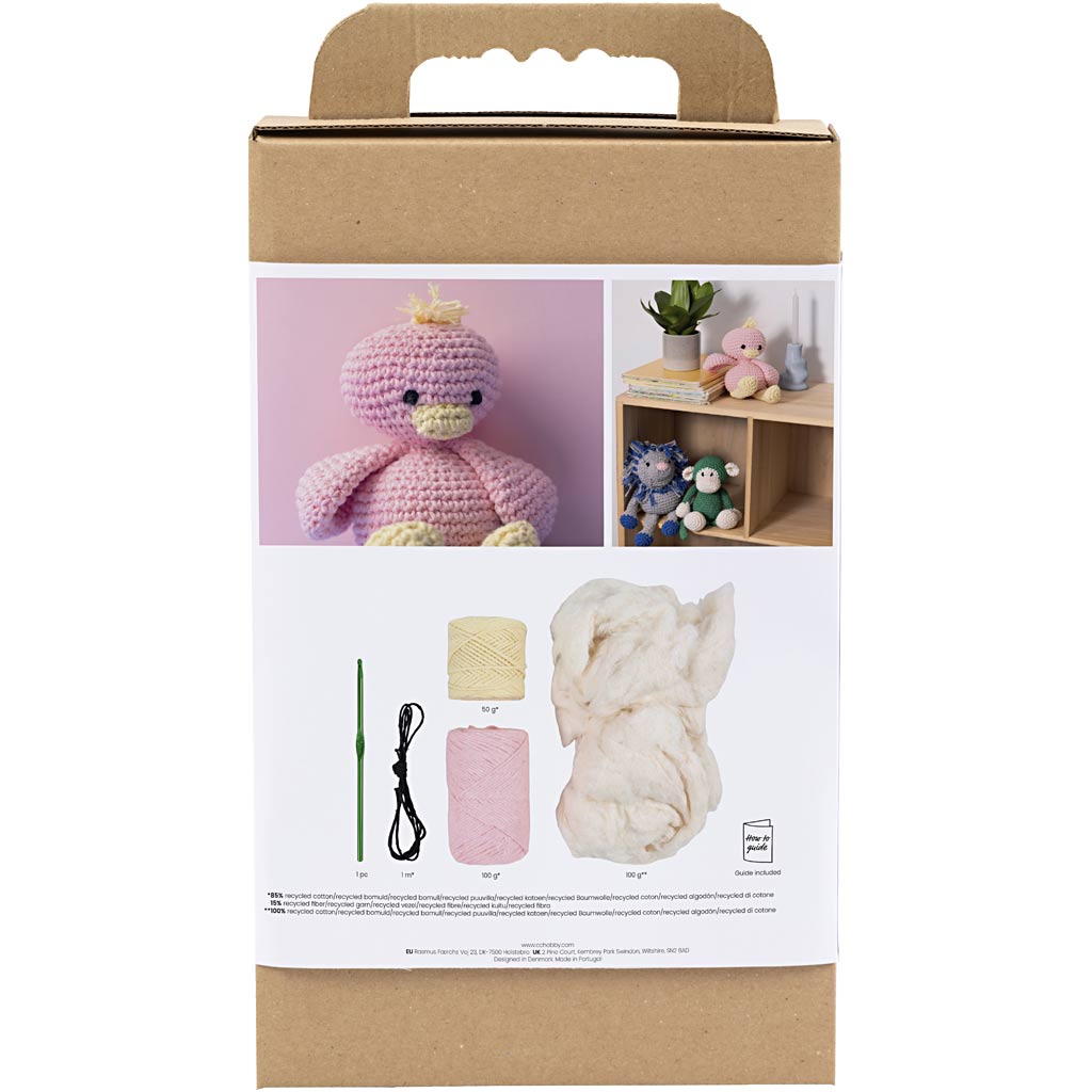 Creativ company hobby set amigurumi, caneton, rose clair, jaune clair, 1 boîte