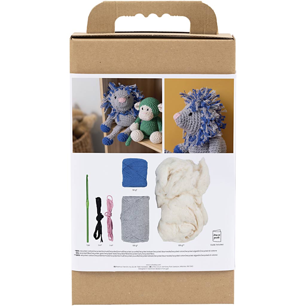 Creativ company hobby set amigurumi, lion, bleu marine, gris clair, 1 boîte
