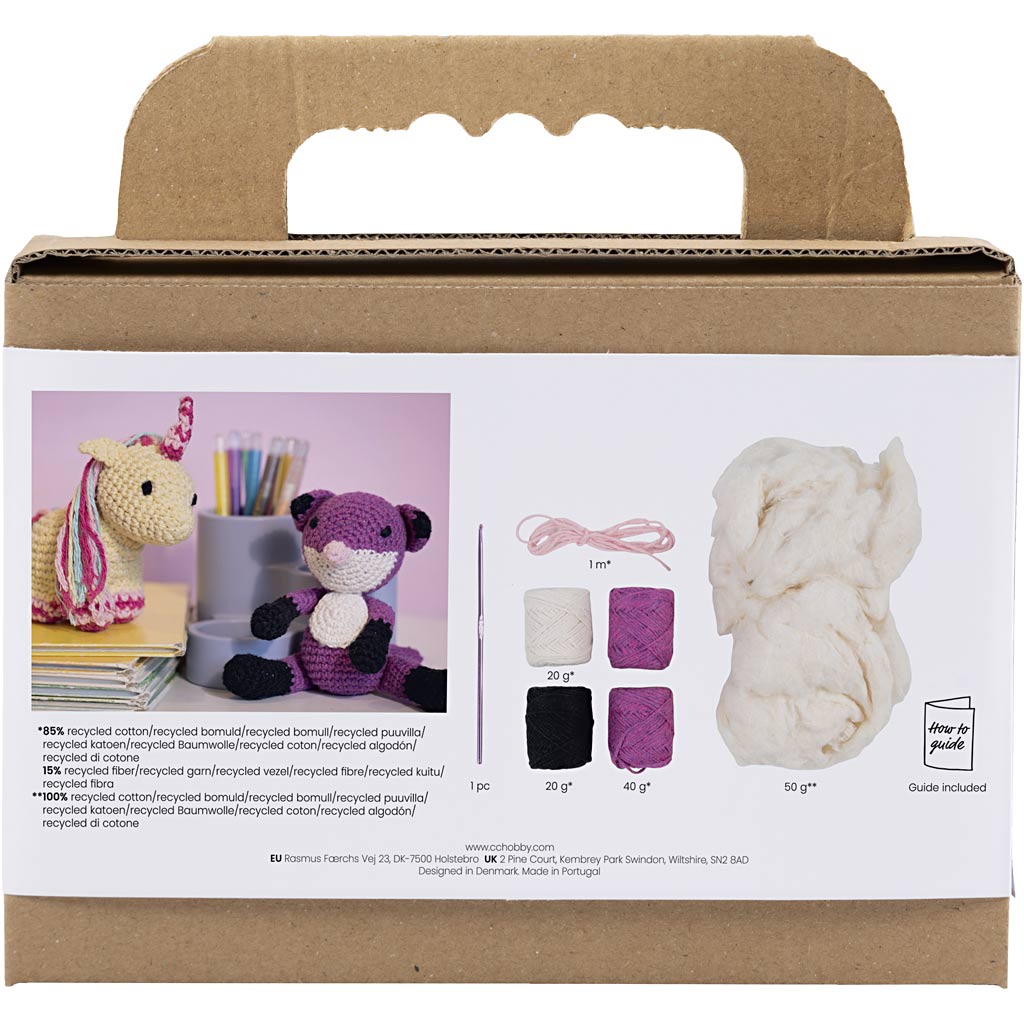 Creativ company hobby set amigurumi, renard, noir, prune, 1 boîte