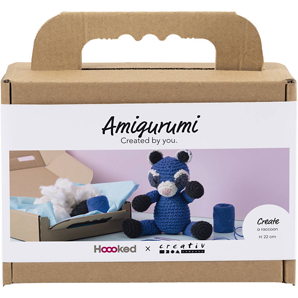 Creativ company hobby set amigurumi, raton laveur, noir, bleu, 1 boîte