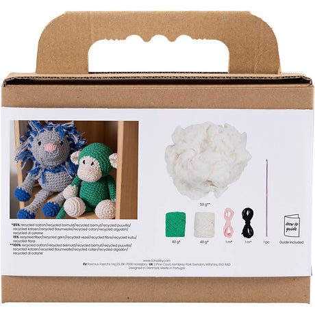 Creativ company hobby set amigurumi, singe, vert, blanc cassé, 1 boîte