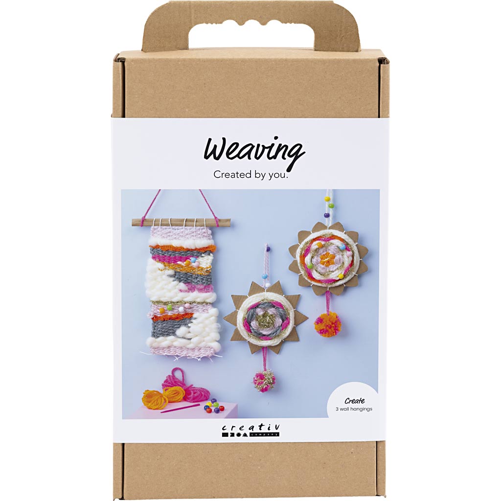 Creativ company kit de bricolage pour le tissage, fixations murales, différentes couleurs, 1 boîte