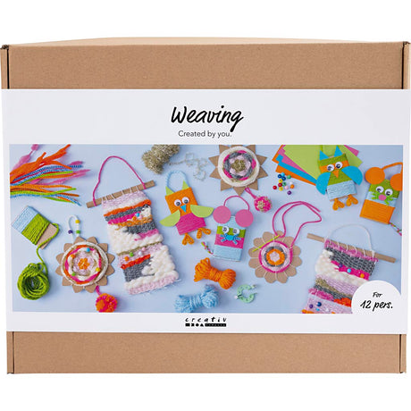Creativ company ensemble de groupe de tissage, supports muraux, cintres, hiboux, souris, différentes couleurs, 1 boîte